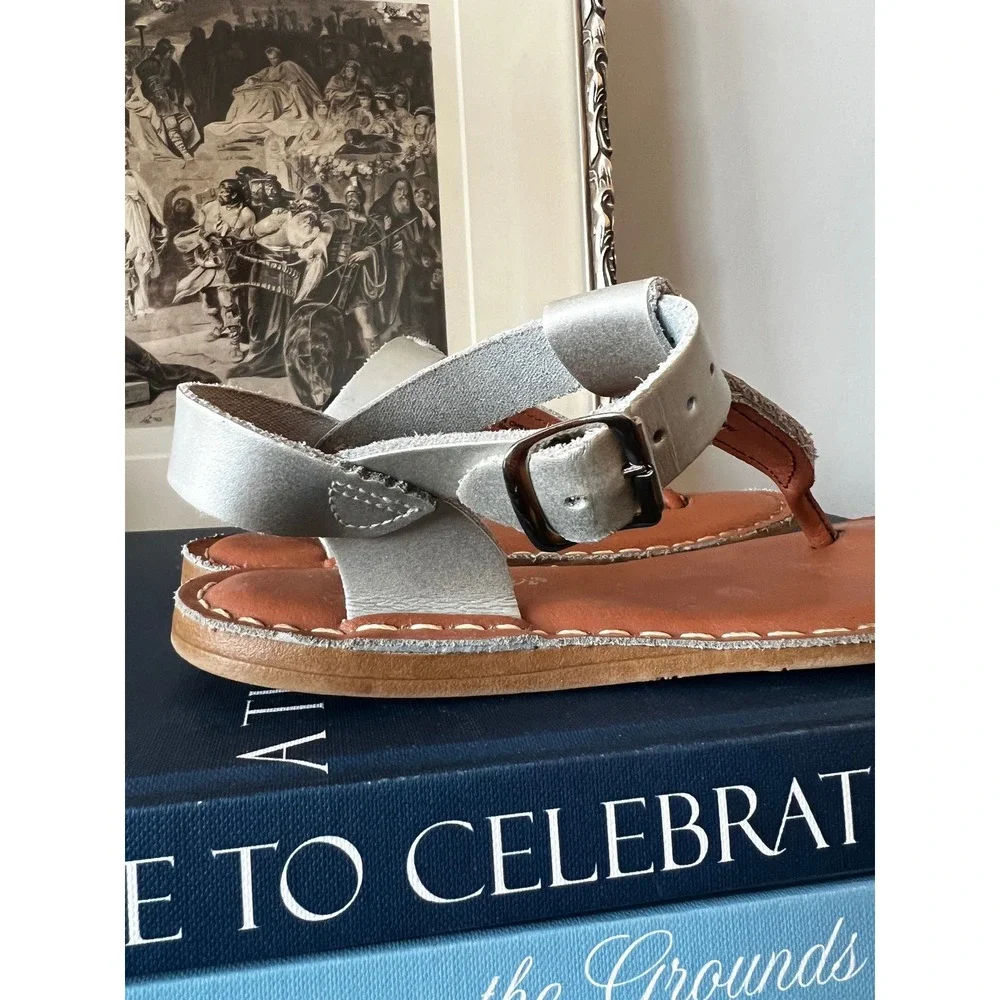 Salt Water Surfer Sandals‎ Kids Size 12 Silver Leather Waterproof